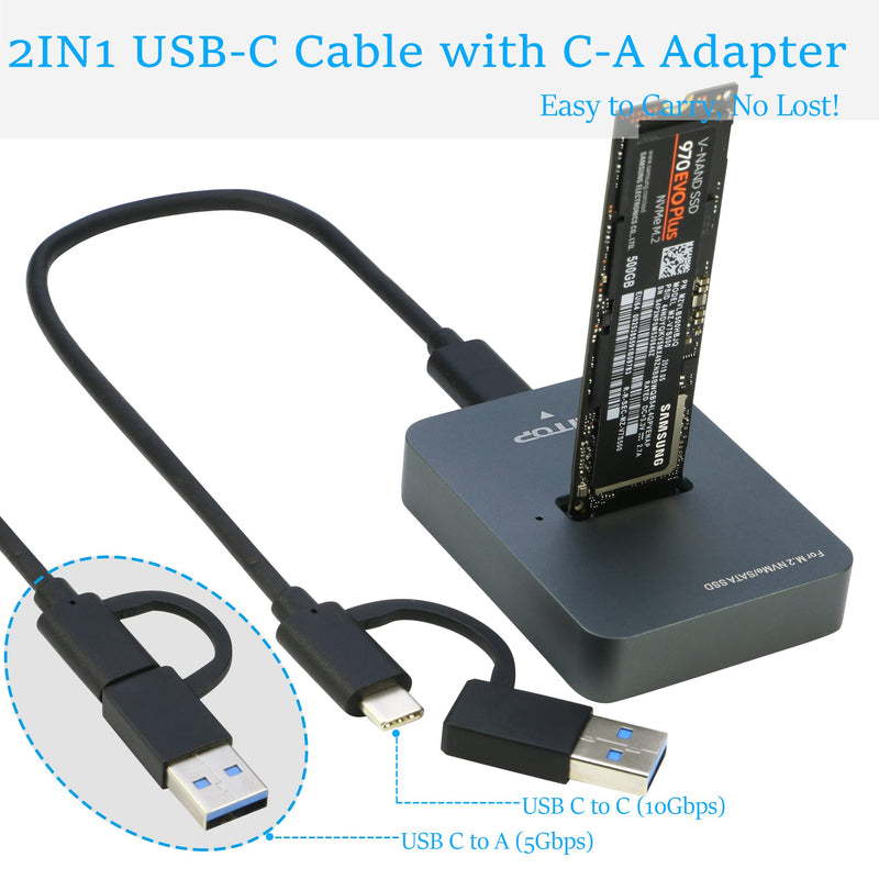 RIITOP M.2 to USB Adapter + M.2 Docking for Both M.2 NVMe SSD & SATA Based SSD