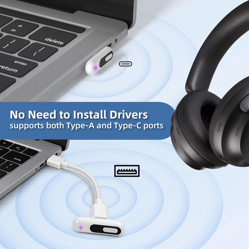[AUSTRALIA] - USB-C Bluetooth Audio Adapter for PS5 & PS4, Low Latency Wireless Audio Transmitter with aptX-Adaptive, Bluetooth Headphones & Earbuds 