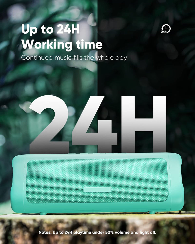 IPX5 Waterproof Bluetooth Speaker with 24H Playtime - For Home/Outdoor/Beach 1pcs-Teal