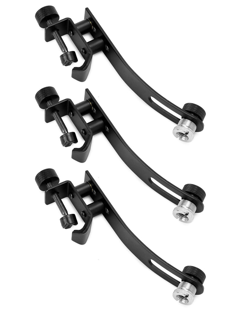 [AUSTRALIA] - QWORK Drum Microphone Shockproof Clip, 3 Pcs Metal Mic Set Clamp, Adjustable C-Clamp Rim Mount, for 3/8"-16 and 5/8"-27 threaded stands 