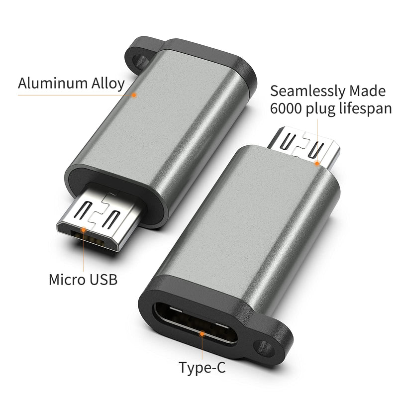 USB-C to Micro USB Adapter, 3-Pack USB Type C Female to Micro USB Male Converter USB C to Micro B 2.0 Charge & Data Sync Compatible with Samsung Galaxy S7 S6 J7 Note 5 Kindle Ps4 and More -Grey Grey