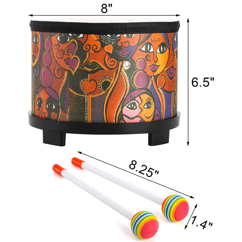 [AUSTRALIA] - Tosnail 8 Inch Percussion Drum with Storage Bag and Mallets, Musical Instrument for Christmas Birthday Gift - Face Pattern 