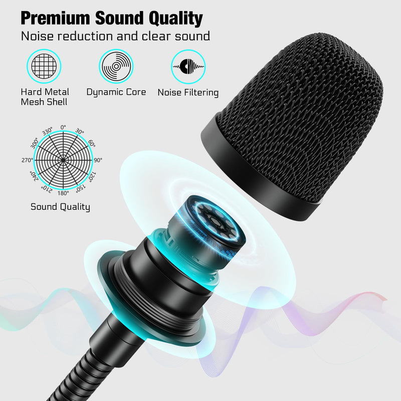 Gooseneck Microphone 23 Inch DJ Mic Professional Dynamic Bob Barker Microphone for Audio Mixer,Dedicated Disc,Shouting,KTV Bar,Podium,Conference,Metal Supports 360°Rotation,Bending,3-pin XLR
