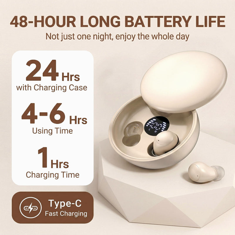 Sleep Earbuds, Invisible Mini Wireless Earbuds for Small Ear Canals, Ergonomic Bluetooth Earbuds with Premium Sound and One-Step Auto Pairing（White） White