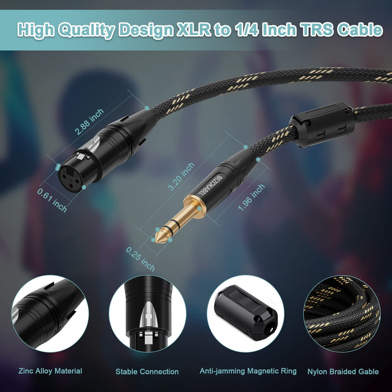 XLR to 1/4 Inch (6.35mm) TRS Cable, Balanced XLR Female to 1/4 Inch TRS Adapter, 6FT 2Pack XLR Female to 6.35