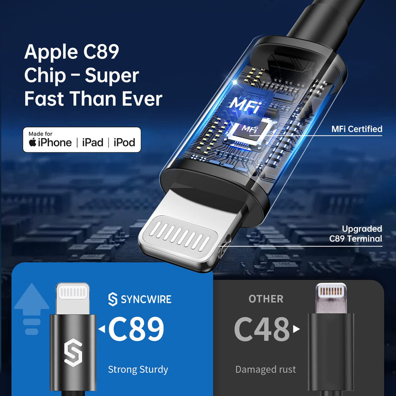 Syncwire iPhone Car Charger - Upgrade [Apple MFi Certified] 4.8A/24W Car Charging Adapter with Built-in Coiled Lightning Cable for Apple iPhone 14/13/12/11/Xs/XS Max/XR/X/8/7/6 Plus, iPad & More 5FT
