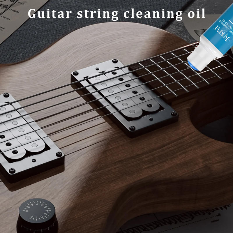 Guitar Cleaning Kit – 8-Pack Complete Care Set with Innovative Sponge Applicator | Guitar Cleaner, Lemon Oil(fretboard oil), Polish Wax, String Cleaner, Winder, Brush & Microfiber Cloth Sponge Tip