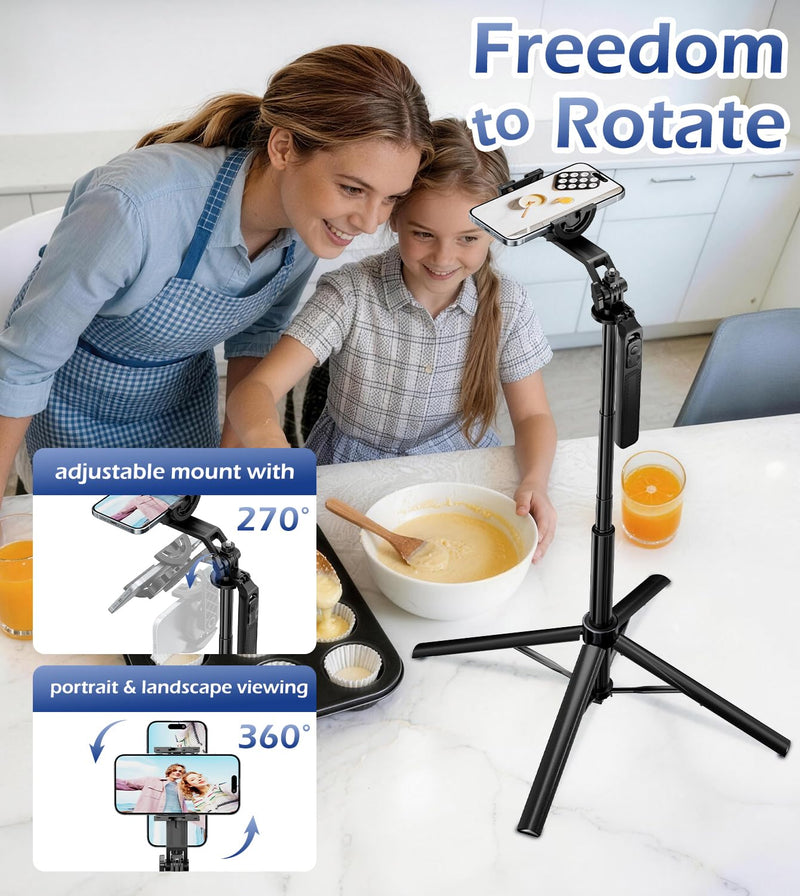 UBeesize 70'' Magnetic Selfie Stick Tripod for iPhone with Remote | 2-in-1 Phone Clamp, 1/4'' Screw Mount, Stable 4-Leg Tripod with Handle, MagSafe Phone Tripod for Camera, GoPro & Insta360 70in