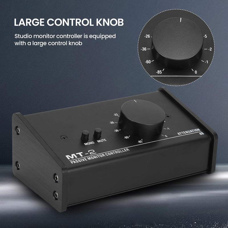 Passive Stereo Volume Controller , Mute Control Large Volume Knob Passive Monitor Controller XLR and 3 for . 5mm Interface Plug and Play for Laptop