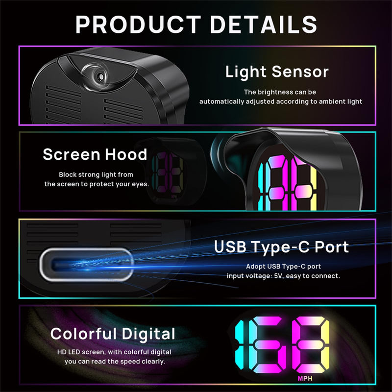 Digital Speedometer for Car,GPS Speedometer for Car,HUD Speedometer MPH,GPS Speedometer mph,USB Connect Plug and Play