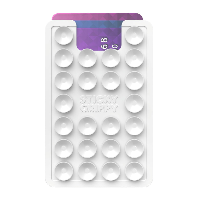 Suction Phone Card Holder Mount, Phone Wallet, Silicon Adhesive Phone Accessory for iPhone and Android, Hands-Free Mirror Shower Phone Holder, TikTok Videos and Selfies (White) White