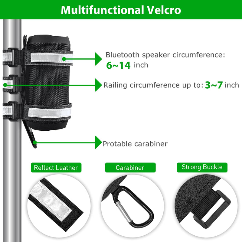 Reflective Bike Speaker Mount Compatible with Golf Cart Motorcycle UTV Ebike Bicycle Scooter Wheeler Chair Handlebar, XL Large Adjustable Speaker Holder Strap for Outdoor Use
