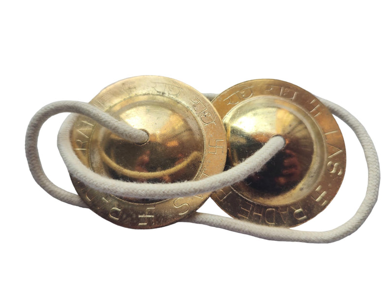 BHAVICREATION Manjeera Manjira Cymbals Hand Cymbal Metal Clapper Shree Radhe Manjeera for Puja (2 Quantity), Bhavi-1 2 Quantity