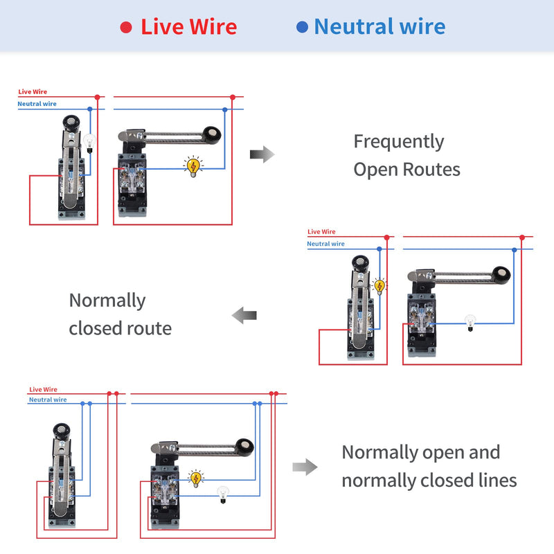 EXLECO 4 x Lever Limit Switch Adjustable Limit Switch with 5 cm Adjustable Roller Lever NO NC ME-8108 Limit Switch Self-Resetting Toggle Switch for CNC Router Plasma Electric Control Switch Pack of 4