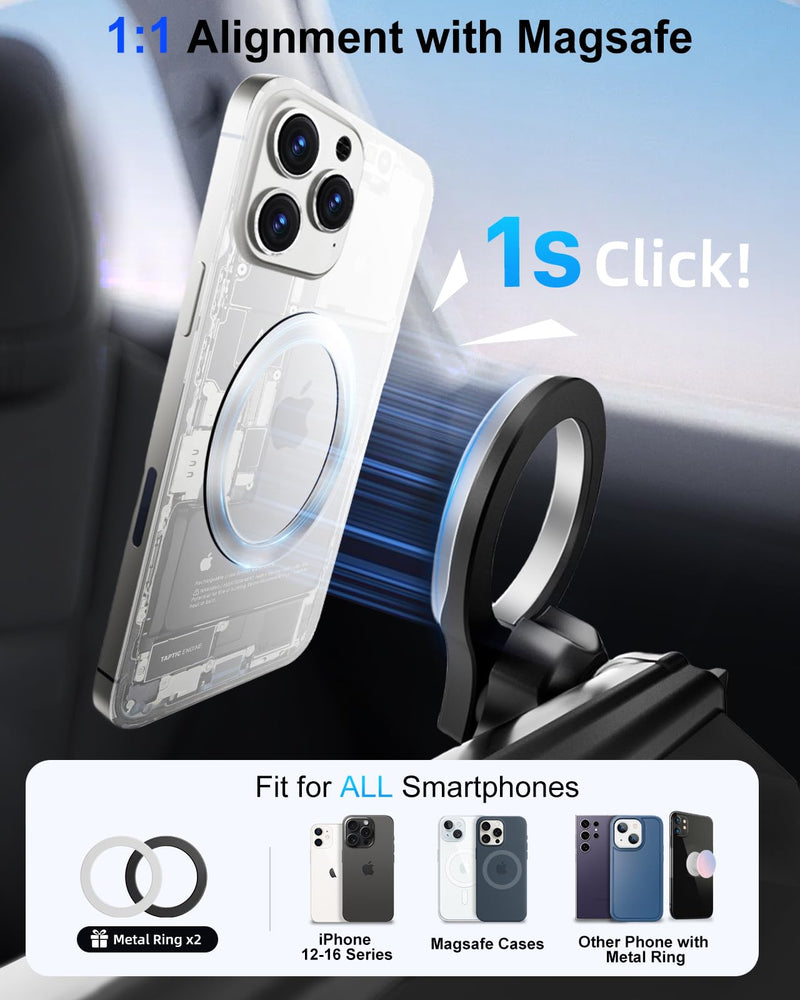 Magnetic Car Mount for Toyota RAV4 2019-2025 7/8-Inch Screen: for MagSafe | Strong Magnets, Adjustable RAV 4 Cell Phone Holder for iPhone Samsung, Eye-Level Viewing, Not for 9/10.5/12.9-Inch Displays 2019-2025 Toyota RAV4