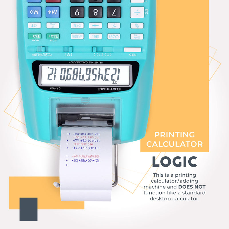 CATIGA Printing Calculator with Tape Print Out - 10 Key Adding Machine with Paper Roll, Desktop Electric Calculator for Accounting, Business, Finance, Home Office Use CP90A 5) Light Blue