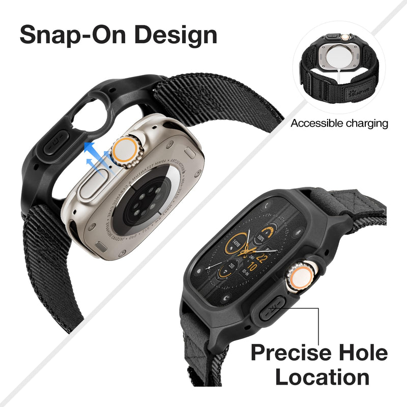 Bundle of the Rugged Nylon Velcro Apple Watch Band (Black-BlackTags/Grey)