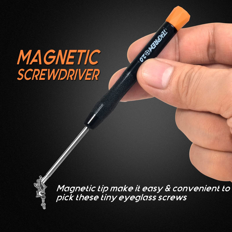 TEKPREM Magnetic Eyeglass Repair Tool Kit, Eye Glasses Repairing Screwdriver Set with Eyeglass Screws,Silicone Nose Pads,Tweezer,Small Screwdriver for Eyeglasses,Sunglasses and Nose Pads Replacement