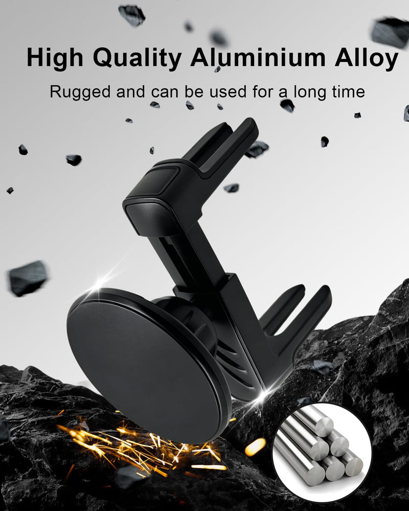 Magnetic Car Phone Holder for Mercedes Benz GLC, C-Class, E-Class | Round Air Vent Mount, Strong Magnets, 360 Adjustable, HandsFree, for iPhone 17 16 15 14 13 Pro Max, Black