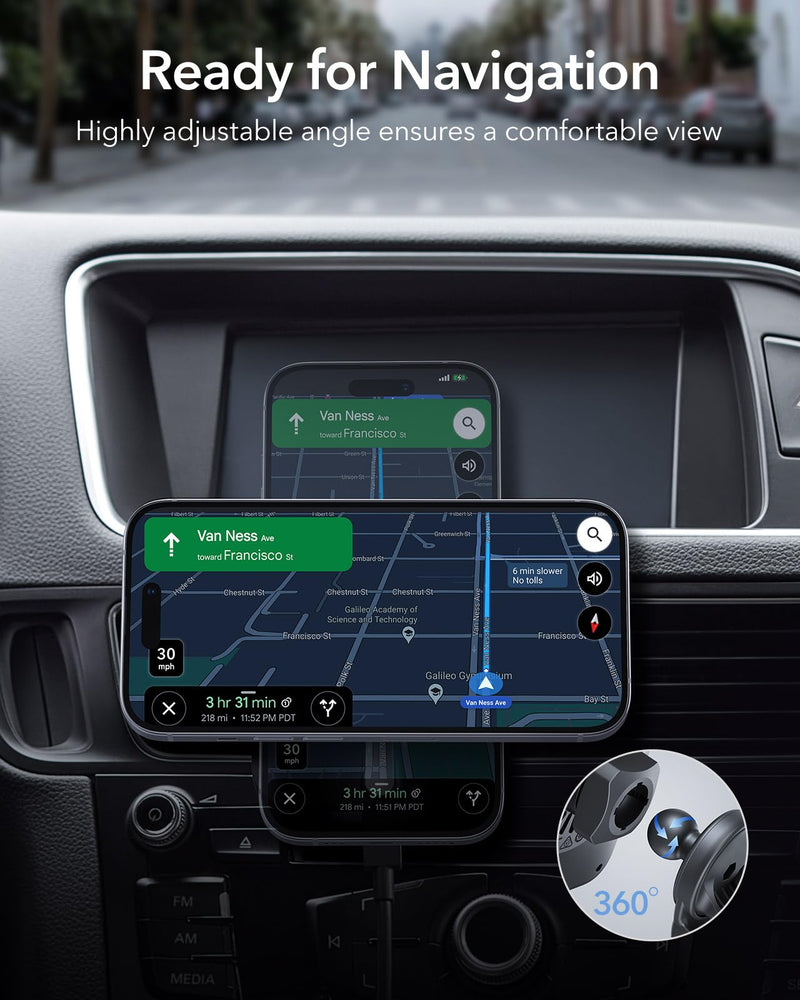 ESR for 15W MagSafe Car Mount Charger w/CryoBoost, Made for Apple-Certified | Magnetic Wireless Car Phone Charging for iPhone 17/16/15/14/13/12, S26/S25, Fast Charging, Cooling