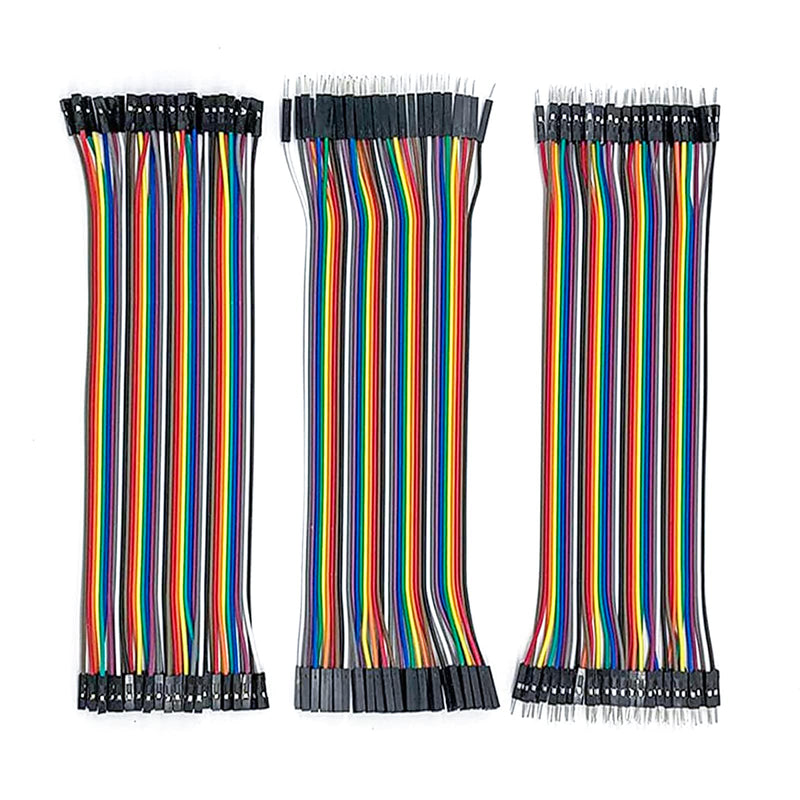 120 Pin Dupont Jumper Wires, 20 cm Wire Length (40Pin Male to Female, 40Pin Male to Male, 40 Pin Female to Female), with Arduino and Raspberry Pi Projects (Set of 3) 1 Pack (Set of 3)