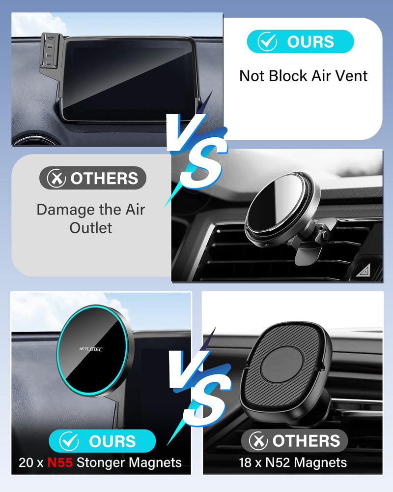 Magnetic Charger Phone Holder for Mazda CX-5 2.5 S Premium Plus 2026 | for Mazda CX 5 CX5 Cell Phone Screen Mount Accessories 15.6-inch, Magnet Wireless Charger for MagSafe & iPhone Samsung Magnetic Wireless Charger 2026 Mazda CX5 | 15.6-Inch