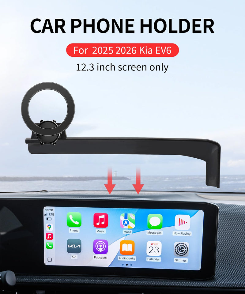 Car Phone Holder for Kia EV6 2025 2026 Accessories, 12.3-inch Screen | Magsafe Magnetic Cell Phone Mount Clip Compatible with iPhone, 3D fit Stable Dashboard GPS Navigation Bracket Cradle Stand 12.3-inch for 2025 2026 EV6