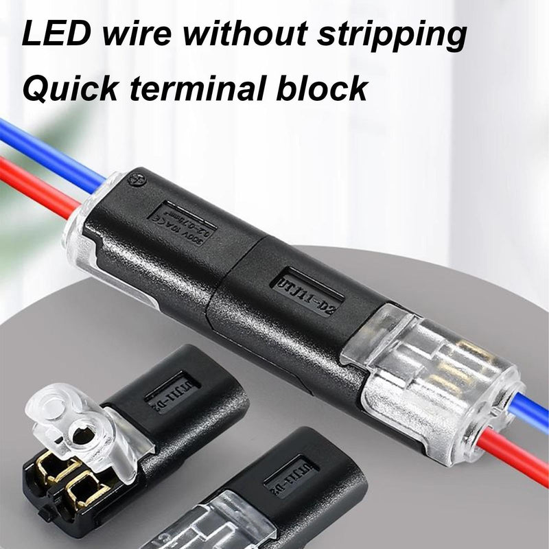 30 Pieces No Stripping Adapter | Automotive LED Solderless Quick-Insert 2-Pin D2 Plug Terminal Connector, LED Connector for Automotive Car Modification Home Improvement