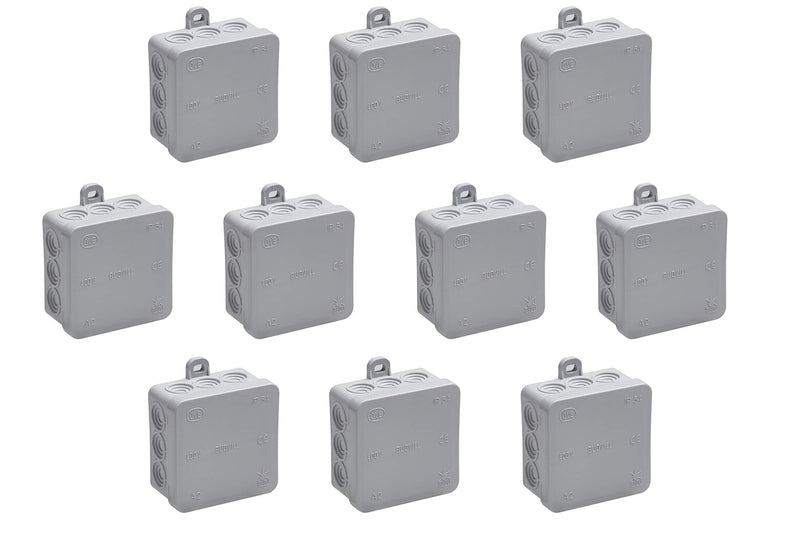 Meister Surface-Mounted Junction Box - Pack of 10 - 12 Cable Entry - Splashproof - Suitable for Wet Rooms and Outdoors / Surface-Mounted Box / Wet Room Box, 7463020 75 x 75 x 37 mm
