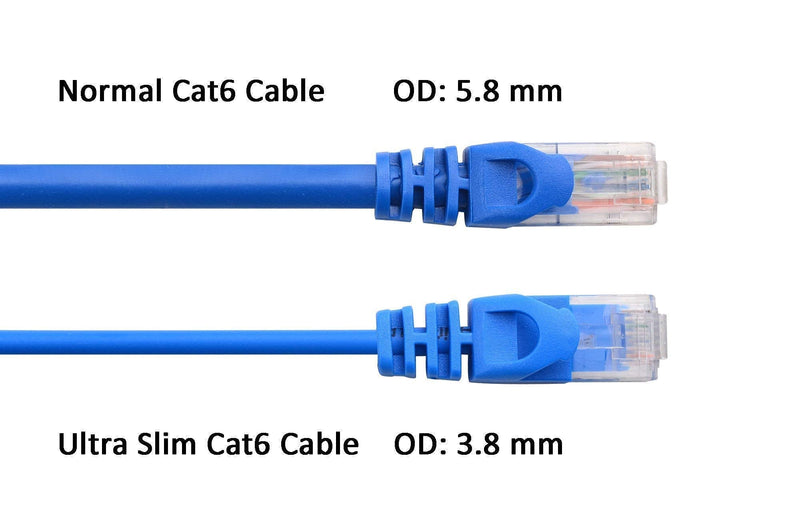 Cable Matters 100-Foot Snagless Long Cat6A (SSTP, SFTP) Shielded Ethernet Cable in Blue & 50-Foot Cat6 Ultra Thin Ethernet Cable