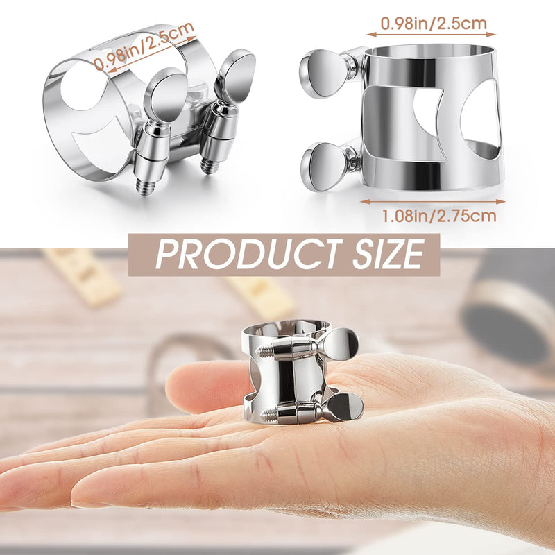 Treela 4 Pcs Clarinet Ligature Clarinet Mouthpiece Ligature Silver Clarinet Mouthpiece Ligature B Flat with Adjustable Screws Bb Clarinet Ligature for Clarinet Mouthpiece Woodwinds Instrument