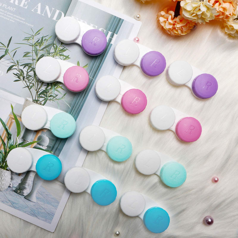 12PCS Contact Lens Case, Colorful Contact Lens Box Left/Right Eyes Holder Container, Outdoor Mini Contact Lens Soak Storage Kit for Travel&Home.