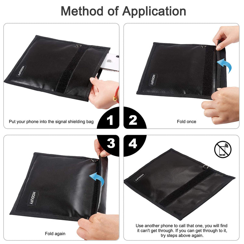 Faraday Bags 9.8 x 11 Inches, Fireproof & Waterproof Faraday Cage, Faraday Key Fob Protector, Cell Phone Signal Jammer, Car RFID Signal Blocking, Anti-Theft Pouch 9.8"X11" Black