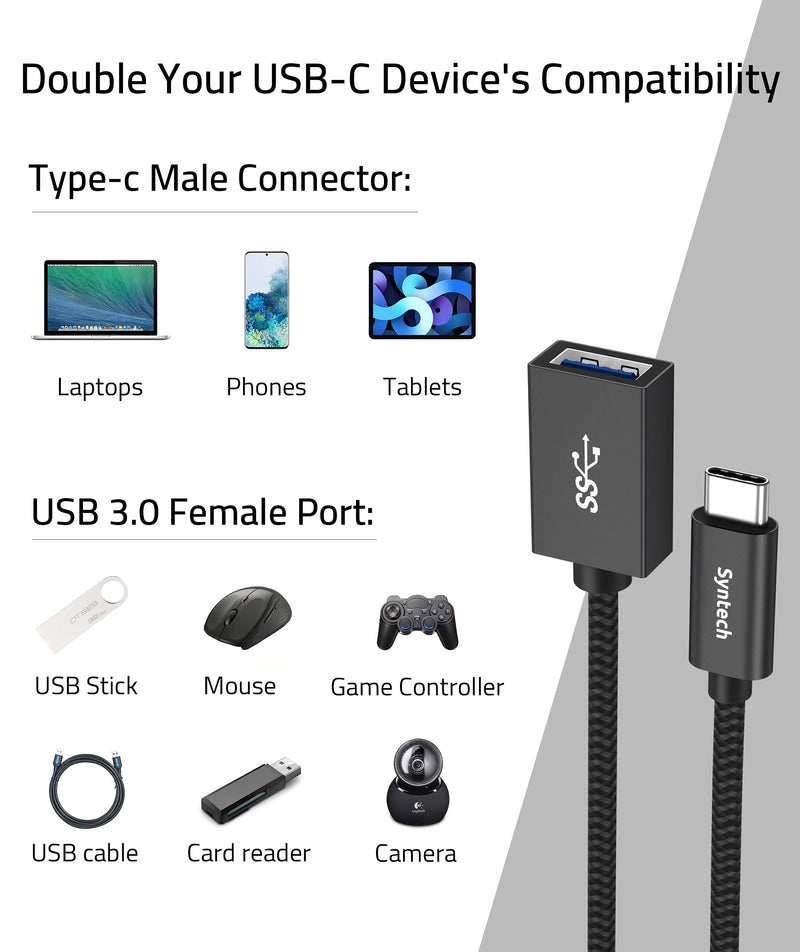 USB C to USB Adapter, 2 Pack USB C to USB3 Adapter,USB Type C to USB,Thunderbolt 3 to USB Female Adapter OTG Cable Compatible with iPad Air 2020, MacBook Pro, Air and More Black