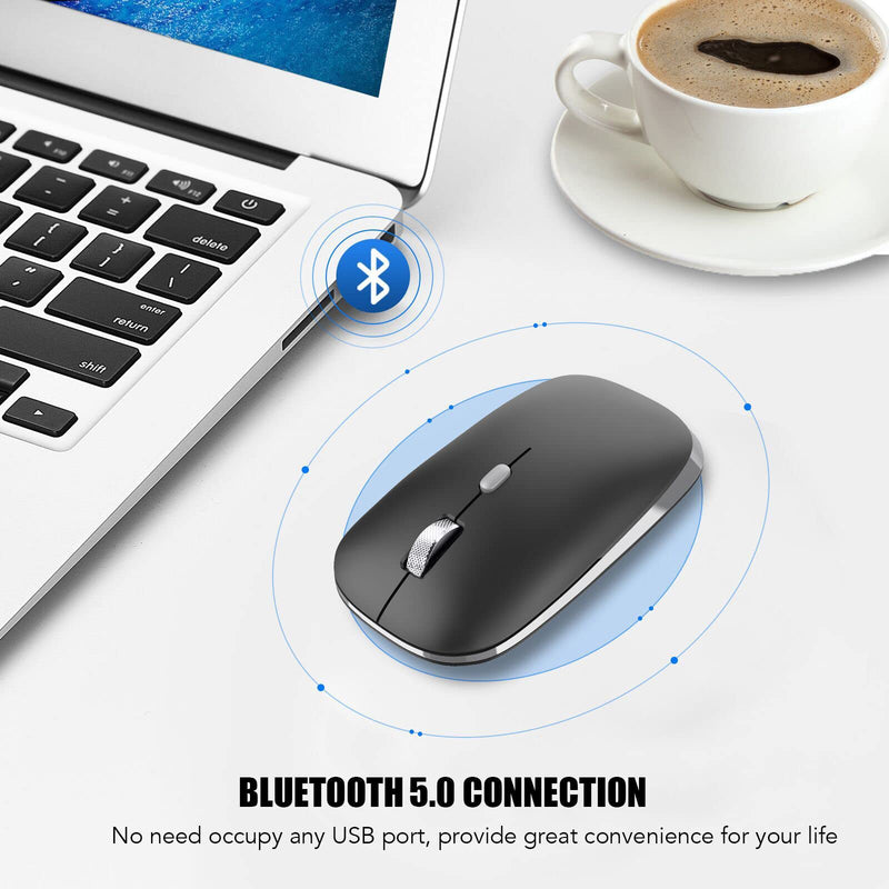 Bluetooth Mouse, PINKCAT Silent Mouse Wireless, Bluetooth 5.0/4.0 Portable Slim Wireless Mouse, Optical Cordless Mouse for Laptop, ipad, MacBook Pro / Air, Mac, PC, Tablet, Chromebook, Surface Pro black
