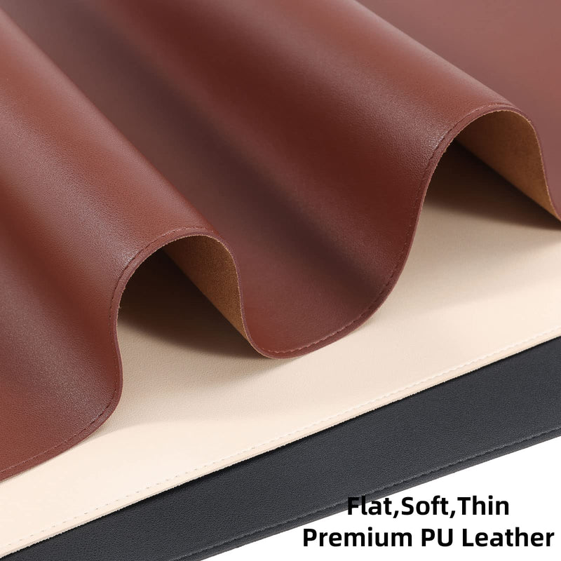 Wolaile Desk Blotter Pad,36x17 inch PU Leather Computer Mouse Mat,Non-Slip Waterproof Writing Desktop Protector for Office Home,Large,Brown 36"x17" Brown