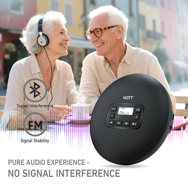 [AUSTRALIA] - HOTT C204 Basic Portable CD Player with Anti-Skip Protection - AA Battery Powered, Compact CD Players MP3/CD-R Compatible, Built-in Headphones & AUX Output for Car 