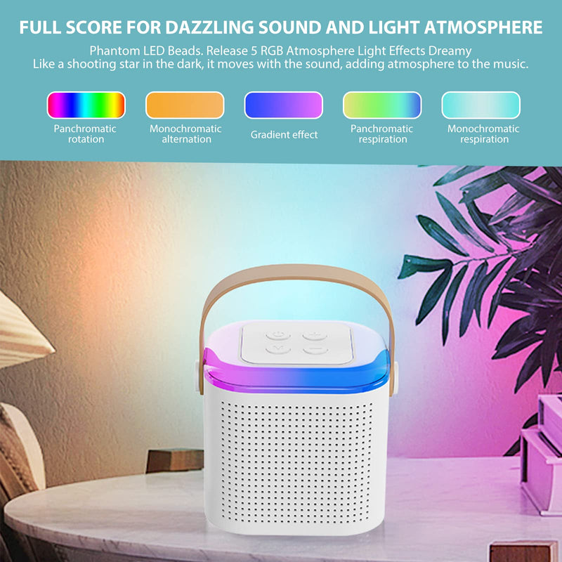 Wireless Bluetooth Karaoke Microphone for All Smartphones, Portable Bluetooth Karaoke Speaker with 2 Wireless handheled Microphones for Home Party, Birthday Gifts for Girls Boys Kids Adults (White)