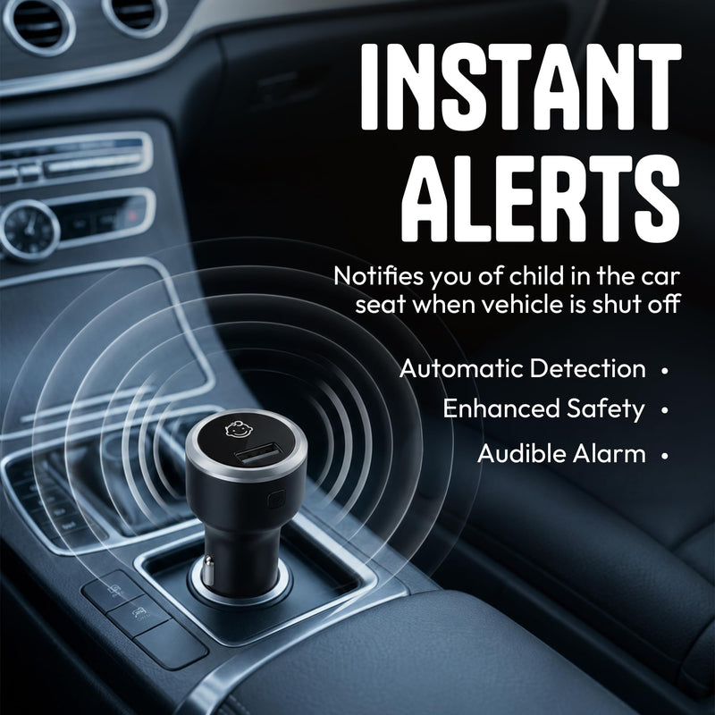 Car Seat Sensor Alarm, 1 Alarm + 1 Sensor | Automatic Child Detection Alert, Plug-in Installation, Single Sensor System for 1 Car Seat, No APP Required