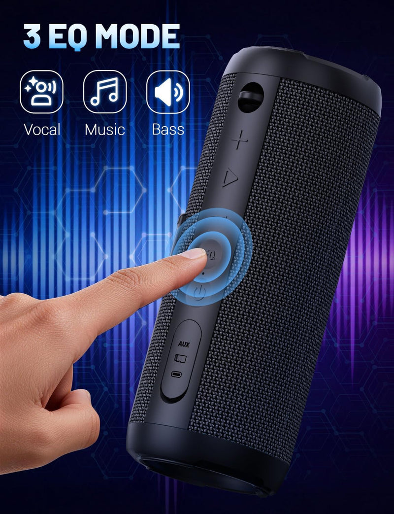 [AUSTRALIA] - RIENOK Portable Bluetooth Speaker 30W Dual Pairing True Wireless Stereo HD Sound IPX7 Waterproof Outdoor Sport Shower Wireless Speaker Bluetooth 5.3 for Home Party Black 3600mAh 