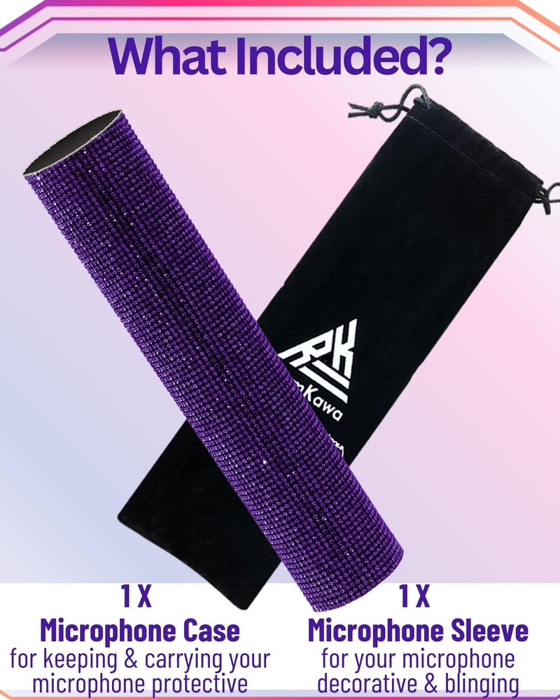Purple Rhinestones Microphone Sleeve for Wireless Mic Shuer SM58 Beta 58A Handheld Cover Decorative Shine