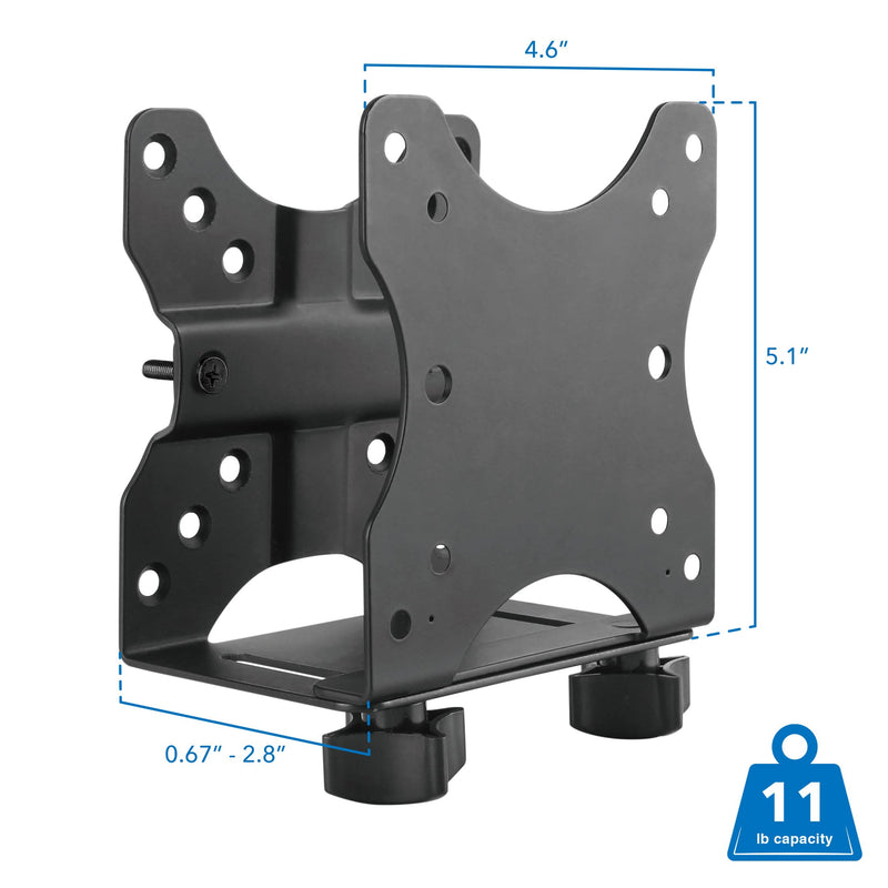 Mount-It! Adjustable Thin Client Mini PC Mount – Under Desk, Wall, Pole, or VESA Monitor Stand – Fits Mac mini, Small CPUs, Thin Clients, Docking Stations – Holds 11 lbs 0.67” - 2.8”