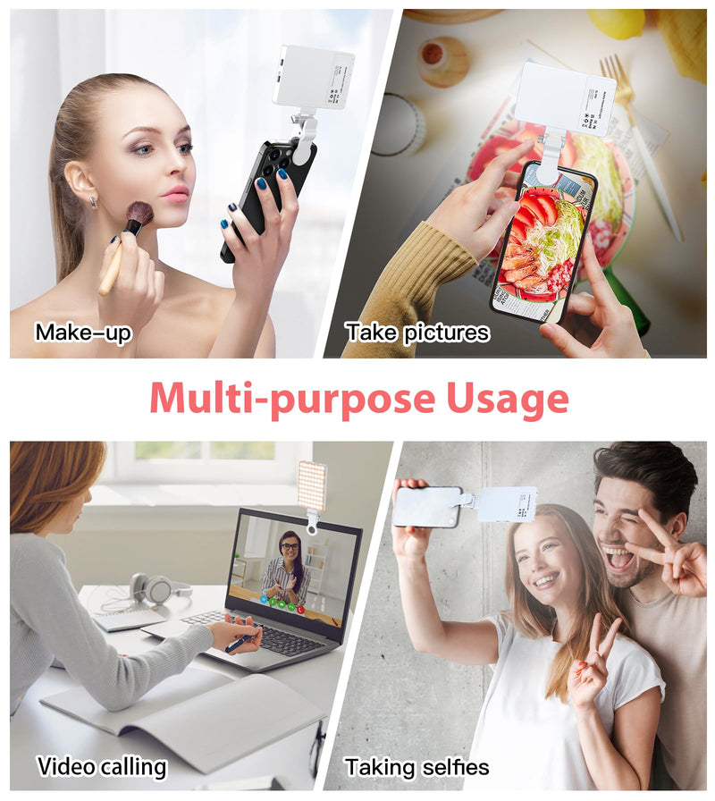 TONEOF 80 LED Portable Selfie Light,Rechargeable Phone Light with Clip,3 Light Modes 2000mAh Video Fill Light,Lighting for Video Recording, Makeup,Live Streaming,Vlog,Tablet/Laptop/Webcam White