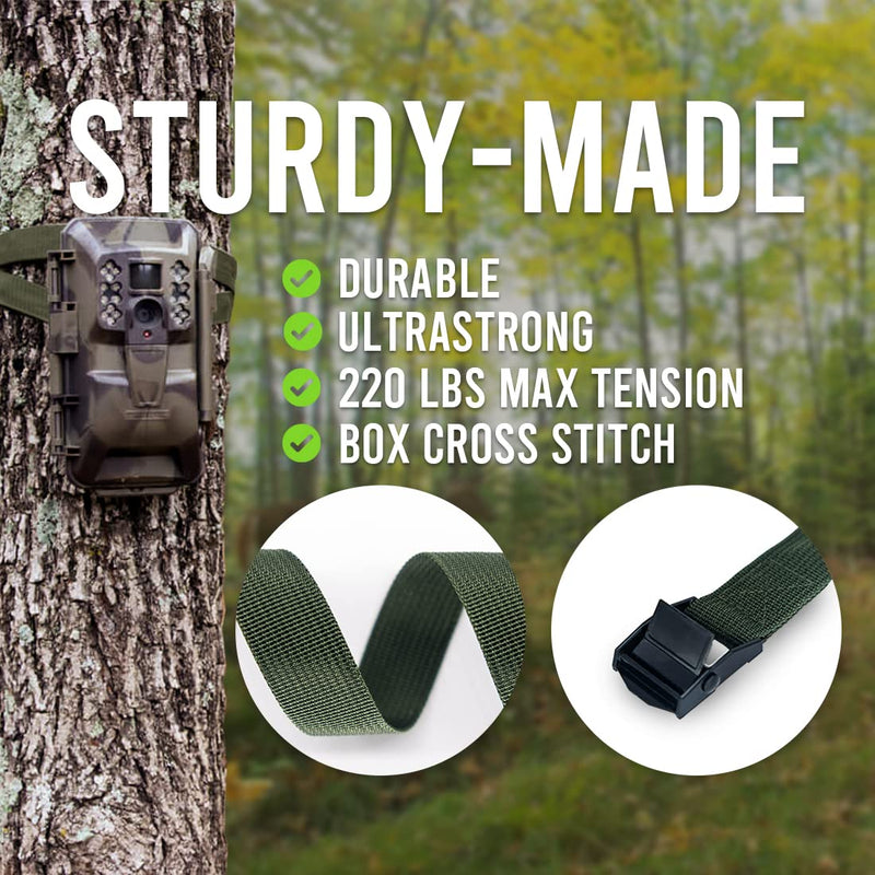 Trail Camera Straps, Upperosey Game Cam Mounting Strap with Long-Lasting Alloy Buckle, Nylon Fiber Strap for Wildlife Trial Camera Accessory, Deer Camera Tree Belts, 25mm Width* 6 ft. Long (2 Packs) 2 Packs