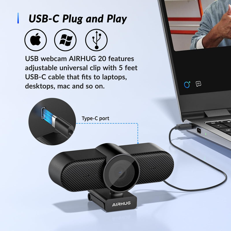 [AUSTRALIA] - Webcam No Mic with Privacy Cover, USB Web Cam for Computer and Laptop Plug & Play, Web Camera without Audio, 78° Wide-Angle,for Streaming and Conferencing (4K Webcam No Mic) 4K Webcam No Mic 