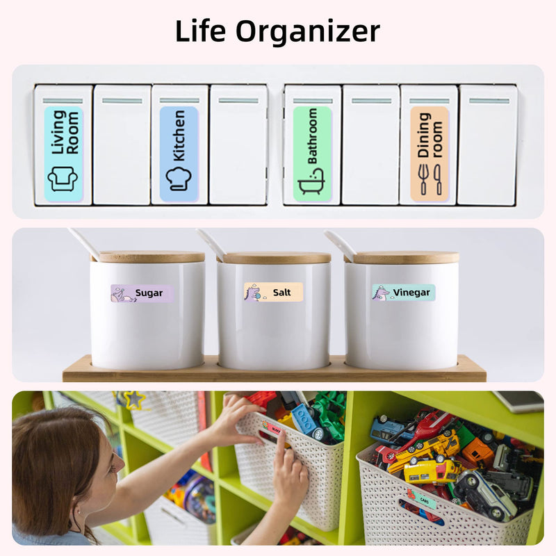 [AUSTRALIA] - Label Maker Machine with Tapes, Mini Cute Label Makers, Bluetooth Connection with iPhone Android, Waterproof and Inkeless Labelmaker for Home, Office, Classroom Organization (5 Tapes Included) 5 Tapes pink 