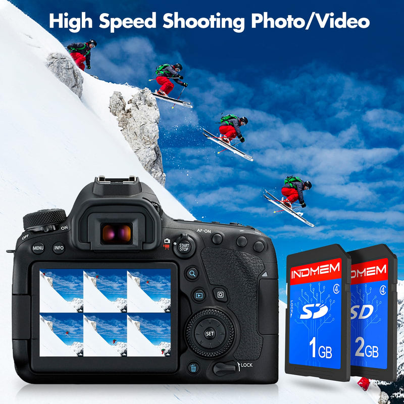 [AUSTRALIA] - INDMEM SD Card 1GB + 2GB， Class 4 Flash Memory Card 2G SLC Standard Secure Digital Cards 