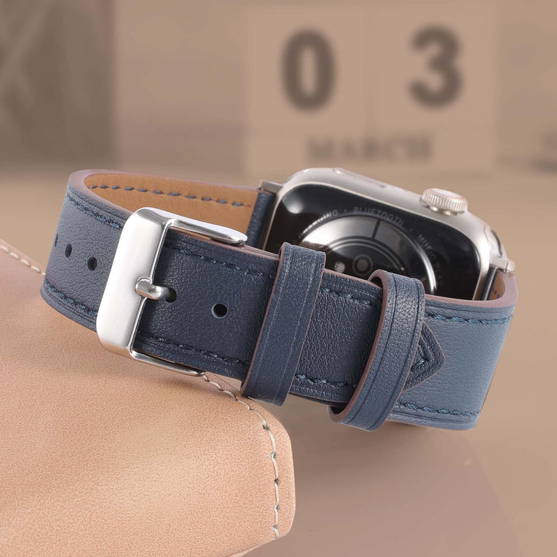 Genuine Leather Band Compatible with Apple Watch Bands for Women Men 49mm 46mm 45mm 44mm 42mm 41mm 40mm 38mm, Soft Leather Replacement Strap for iWatch Ultra SE Series 10 9 8 7 6 5 4 3 2 1(PACK OF 2)