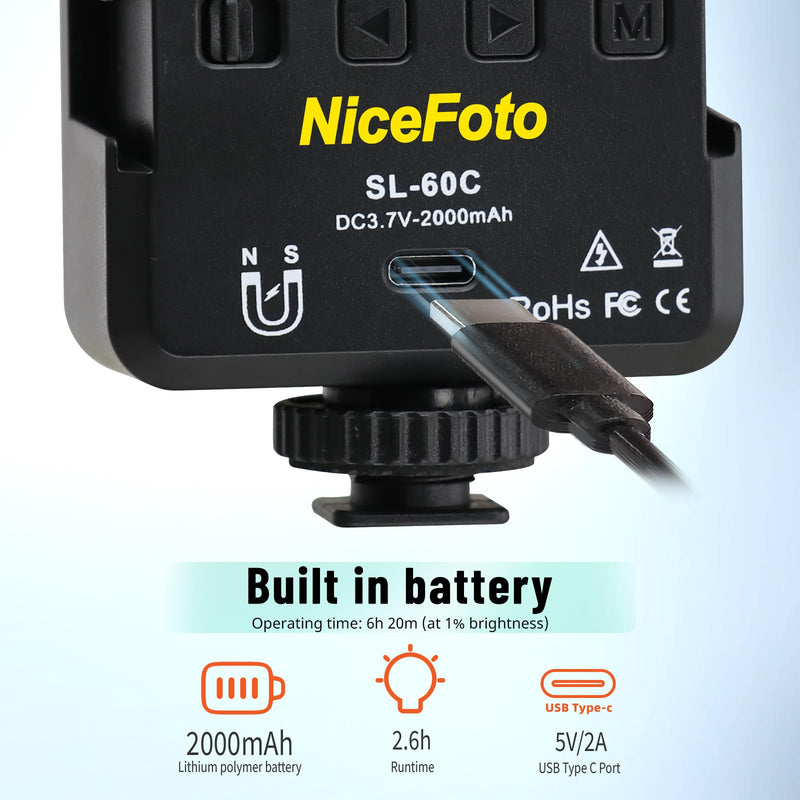 NiceFoto RGB Video Lights, 360° Full Color LED Video Light with 3 Cold Shoe Mounts, 2500K-9000K, CRI 96+, 18 Scene Modes, Magnetic RGB Camera Light for Vlog Filming, TikTok, Live, Photography