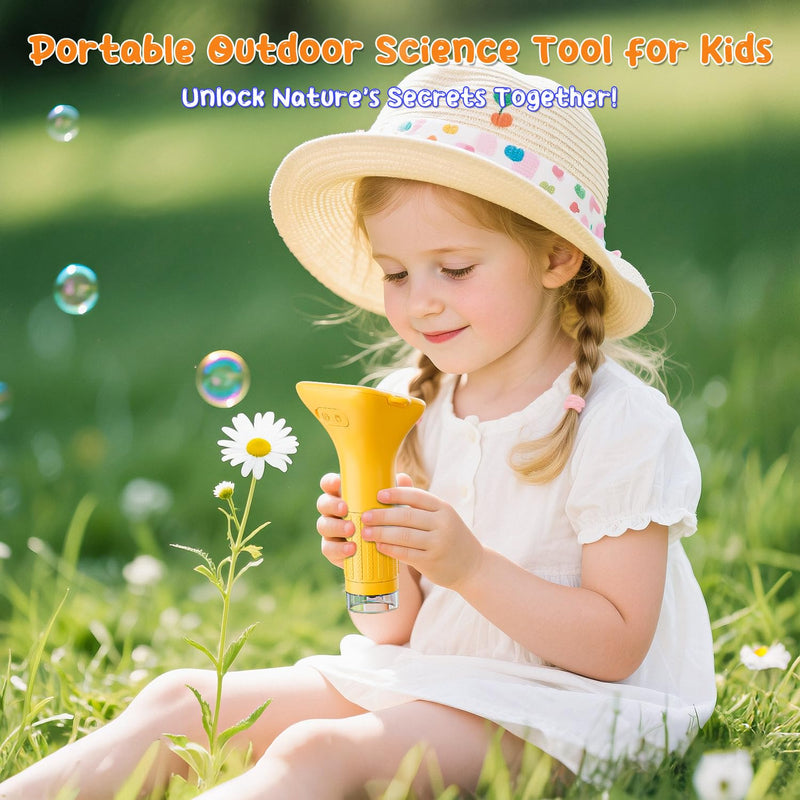 [AUSTRALIA] - SKYBASIC Digital Microscope for Kids, 2" Screen 1000X Handheld Microscope HD Pocket Portable Microscopes Camera, Science Edu Fun Birthday Gifts Toys for Ages 4-12 Children Students Boys Girls -Yellow 2"-Yellow 